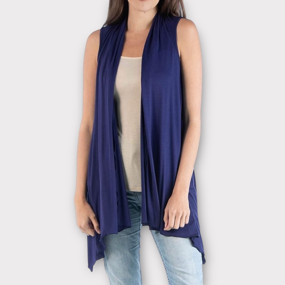 NWT. Sleeveless Navy Blue Sleeveless Cardigan